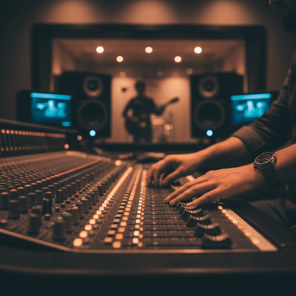 Sound design and audio production in professional studio